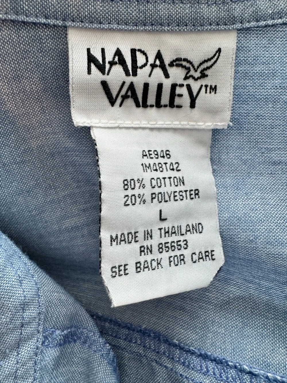 Vintage Western Chambray Shirt L Blue Embroidered Star Cowgirl Rodeo Top